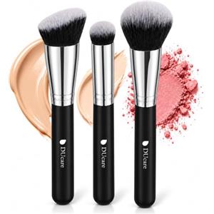 DUcare Set di 3 pennelli per il trucco del viso - Kit di pennelli per fondotinta, correttore, fard Capelli morbidi e densi per sfumare la crema liquida lucidare il contorno affusolato