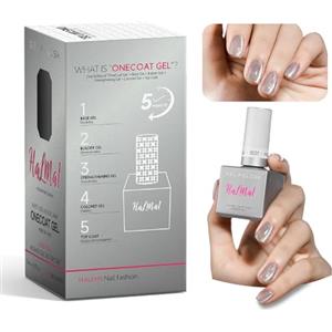HALMAI Smalto Semipermante Cat Eye OneCoat con Magnete 5 in 1 per Unghie (Base, Colore, Ricostruzione, Rinforzante, Top Coat) -Regalo per Unghie Fai da Te, Ideale per Principianti & Casa (Argento)