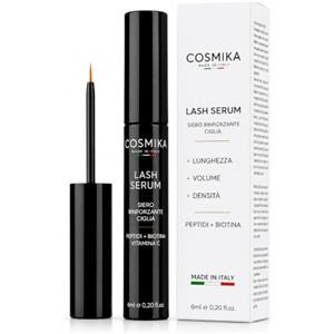 COSMIKA Siero Professionale Ciglia 6ML, Allungante, Rinforzante e Volumizzante per Crescita Intensiva con Peptidi, Biotina e Vitamina C - MADE IN ITALY