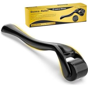 Linduray Skincare Dermaroller Capelli, Microneedling Derma Roller,Micro-Ago Roller 540-Aghi Rullo Derma per Crescita Dei Capelli,Trattamento di Perdita Capelli,Cicatrici da Acne e Smagliature,Delle Rughe(0,5 mm Nero)