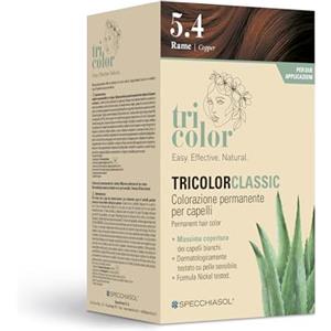 Specchiasol Tricolor Tinta per Capelli 2 applicazioni | Colore Capelli Senza Ammoniaca Permanente con Estratti Vegetali | Copertura Eccellente Dei Bianchi | Tinta Rame 5.4