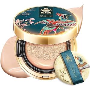 CATKIN Fondotinta Cushion Formula Leggera e Lunga Tenuta,Anti Age,Effetto Naturale,7-in-1 Estratti Di Erbe,Finish Satin Trasparente,Ricariche Incluse 13g*2 C01