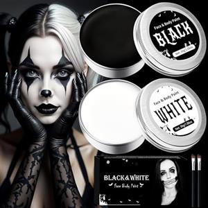 SPINNE LUCAS Trucchi Bianco e Nero per Viso Halloween, Trucchi Halloween Make up | 60 g Trucco Halloween Bambini Donna Adulti, Bianco e Nero Body Painting per Carnevale Feste Clown Effetti Speciali SFX