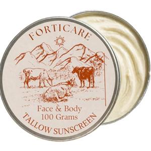 Forticare Crema solare naturale al sebo SPF 20, crema solare con sebo bovino e non nano ossido di zinco, 100% alimentata all'erba, protezione minerale per viso e corpo, balsamo idratante leggero, 100 g