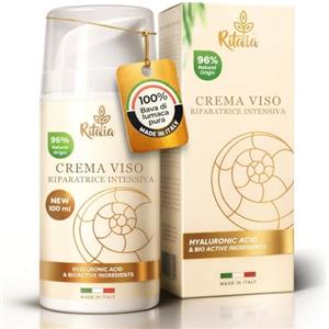 Ritalia Crema viso 100 ml con bava di lumaca al 75% e acido ialuronico puro del Ritalia, per donne e uomini — Ingredienti biologici, azione antirughe e idratante