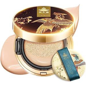 CATKIN Fondotinta Cushion Cream Formula Leggero e Lunga Tenuta, Anti Age, Effetto Naturale, 7-in-1 Estratti di erbe, Finish Satin Trasparente, Ricariche Incluse 13g*2 C02