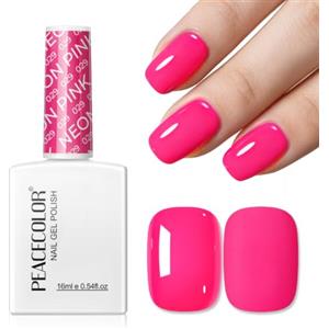PEACECOLOR Smalto Gel 16ml, Rosa Neon Removibile per Immersion eper Salone e Nail Art Fai da Te