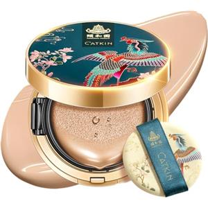 CATKIN Fondotinta Cushion Formula Leggera e Lunga Tenuta,Anti Age,Effetto Naturale,7-in-1 Estratti Di Erbe,Finish Satin Trasparente,Ricariche Incluse 13g*2 N12