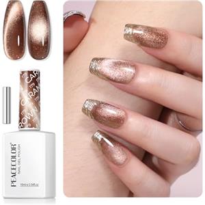 PEACECOLOR Smalto Gel U V Occhio di Gatto 16ml, Effetto Olografico Caramello con Magnete Incluso