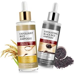 Leeylitdrag Peel Shot Glow Rice Ampoule Duo, Coreano Esfoliante al riso, Prodotti esfolianti di riso nero delicato che aiutano a rimuovere le teste nere e la pelle morta, la cura dei pori