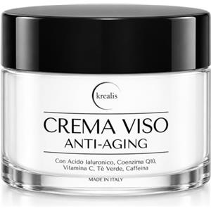 Krealis Crema Viso Antirughe 100ml, Acido Ialuronico, Coenzima Q10 e Vitamina C | Crema Idratante Giorno e Notte; Donna e Uomo; Contorno Occhi; Pelle Liscia ed Elastica; Made in Italy