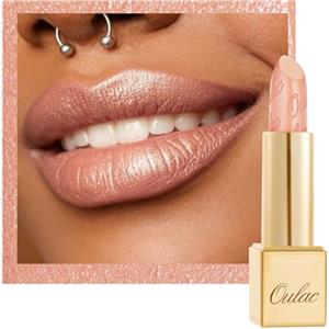 OULAC Rossetto Opaco Finitura Metallica, Matte Rossetti Pesca Nudo Glitterato Idratazione e Lucentezza a Lunga Durata per le Labbra, Texture Fine Colore Intenso, 4,3g (GM06) Hugs