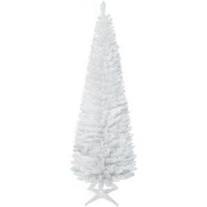 HOMCOM Albero di Natale Artificiale 180 cm con Rami Realistici, Albero di Natale Alto e Stretto con Base in Plastica, Bianco