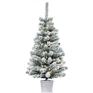 HOMCOM Albero di Natale Artificiale Innevato 116 Rami Ø40x90cm Verde | 60 Luci LED Bianche, Albero di Natale con Luci Incorporate, Base con Vaso Rimovibile