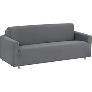 Baroni Home Copridivano Elasticizzato Tinta Unita, Fodera Antiscivolo per Divano con braccioli, Fantasia Grigio, 2 Posti