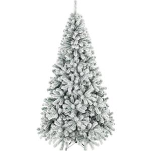 HOMCOM Albero di Natale 180 cm con 650 Rami Ignifughi Innevato Verde | Albero di Natale Artificiale Folto, Effetto Realistico, Base Pieghevole in Acciaio, Facile Montaggio