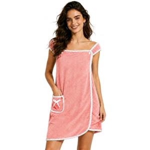 AUYAO Asciugamano da Bagno Indossabile ad Asciugatura Rapida da Donna, Telo da Bagno da Donna con Bottoni a Pressione, Accappatoi In Pile di Corallo con Tasca, Assorbente, per Casa, Spa