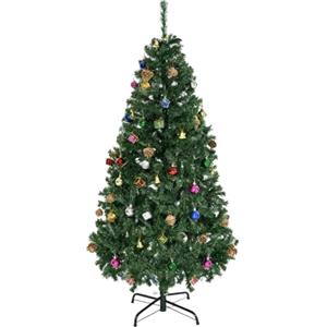 Outsunny HOMCOM Albero di Natale 150cm con 420 Rami in PVC Ignifughi, Albero di Natale con Decorazioni e Rami Folti, Verde