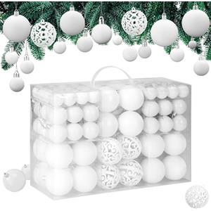 Deuba Casaria® Set 100 Pz Palline di Natale in Plastica Polistirolo, Decorazioni Natalizie per Interni, Addobbi Natalizi per Albero di Natale, 6cm, 4cm, 3cm - Rosso, Rosa, Argento, Oro, Rame, Bianco