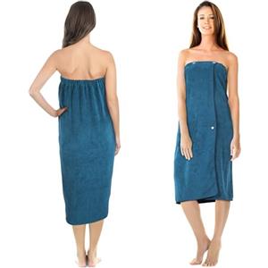 Jokisa Kilt da sauna da donna, asciugamano da sauna con bottoni, asciugamano da sauna da donna in microfibra da 400 g/m², con tasche e elastico, adatto per sauna, bagno, piscina (blue)