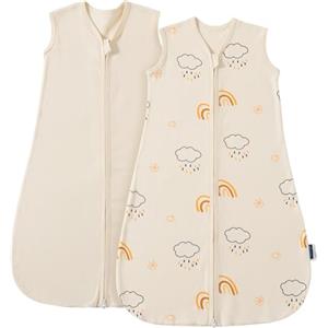 PewinGo Baby Sleep Bag | 0.5 TOG 0-6 Mesi 2 Pezzi Cotone 100% -Coperta Indossabile con Doppia Cerniera,Morbido, Traspirante & Lavabile in Lavatrice