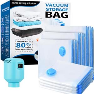 CKCLR Sacchetti sottovuoto per vestiti con pompa ad aria elettrica 10 Sacchetti | 2XL+2L+2M+4S Sacchetti Sottovuoto per Cuscini, Piumino, Traslochi, Viaggi, Trapunte, Coperte