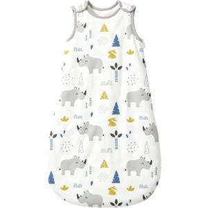 Mosebears Mosbears Sacco nanna invernale per bambini, 2,5 Tog, 100% cotone, diverse dimensioni dalla nascita fino a 24 mesi, adatto per tutto l'anno(Rinoceronte,S(0 a 6 mesi))