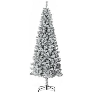 HOMCOM Albero di Natale Slim Artificiale 210 cm, 81x81x210 cm Verde | Albero di Natale Alto e Stretto, Rami Realistici, Base Pieghevole