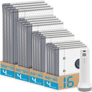 PENCHUAN Sacchetti Sottovuoto Vestiti Piumoni con Pompa Senza Fili, 16 Pezzi | 4 Misure Diverse, Risparmia l'80% di Spazio, Per Viaggio e Campeggio, Organizer Valigia, 40x50+40x60+50x60+70x100cm