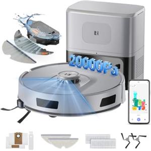 Vozascly R11 Robot Aspirapolvere Lavapavimenti con Mappatura, 20000Pa, Stazione di Autosvuotamento 120 Giorni, Navigazione Lidar, WiFi APP 5G/2.4G, Aspirapolvere Robot Autocaricante, per Tappeti/Pavimenti/Peli