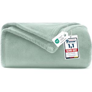 WAVVE Coperta Plaid Divano Pile di Flanella 260gsm - 130x150 cm, Verde Chiaro - Coperta Letto Singolo 150x130, Copridivano Caldo e Morbido