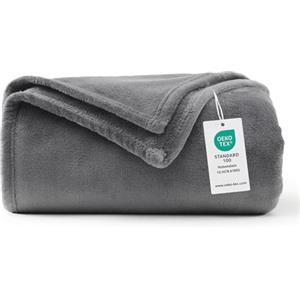 WAVVE Coperta Plaid Pile di Flanella 260gsm - 150x200 cm, Grigio - Coperta Pelosa 200x150 - Divano/Letto Singolo/Matrimoniale, Copridivano di Microfibra Calda e Morbida