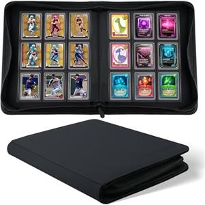 WITHYU Album da Collezione per 288 Toploaders, 9 Tasche Album Toploader, Portatile Senza Anelli - Compatibile Toploader 76x102 mm per Carte Sport, Calcio, Giochi (Nero)