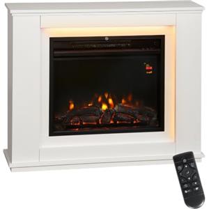 HOMCOM Camino Elettrico da Incasso Effetto Fiamma 3D 2000W 30㎡ Bianco | Realistico, Caminetto Elettrico Silenzioso, Luce 12 Colori, Termostato, Riscaldamento Regolabile, Timer, Telecomando