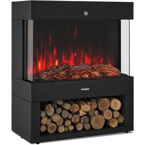 tectake® Caminetto elettrico da terra, 60 x 73,5 x 33 cm, Camino Elettrico da pavimento, 2 livelli di calore 900/1800 W, termostato, effetto fiamma fuoco finto 3D, riscaldamento Casa, Stufa Elettrica