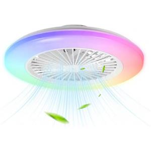 Fogmiea ???????????????????????????? Ventilatore da soffitto con luce φ49cm, luce LED RGB con telecomando, 6 velocità, dimmerabile in modo continuo, con timer