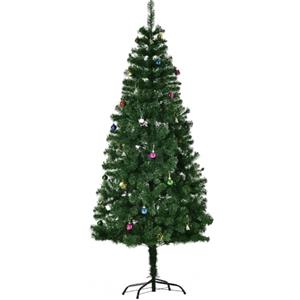 HOMCOM 180cm Albero di Natale Artificiale, 624 Rami, PVC Ignifughi, Verde | Albero di Natale Realistico, con Decorazioni, Rami Folti
