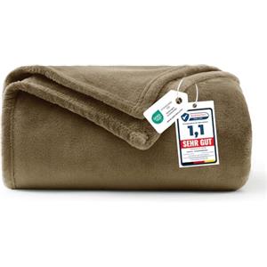WAVVE Coperta Plaid Divano Pile di Flanella 260gsm - 130x150 cm, Camel - Coperta Letto Singolo 150x130, Copridivano Caldo e Morbido