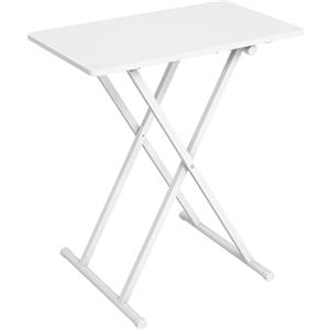 HOOBRO Tavolino, Altezza Regolabile, Pieghevoli Tavolo, Tavolini per Spuntini, 60 × 40 × 60 cm, Accanto al Divano, Stile Industriale, Struttura Stabile, Montaggio Facile, Bianco EWW16BZ01