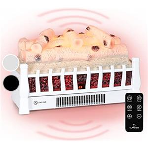 Klarstein Camino Elettrico, Caminetto Elettrico 1800 W, Camino Finto a Riscaldamento a Basso Consumo, Fuoco Finto LED, Spazio per Legna, Termocamino con Telecomando, Termostato e Timer