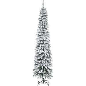 HOMCOM Albero di Natale Slim Artificiale a 3 Sezioni 54x54x210 cm Verde | 490 Rami, Albero di Natale Innevato, Base in Metallo Pieghevole, Facile da Montare