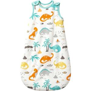 Mosebears Mosbears Sacco nanna invernale per bambini, 2,5 Tog, 100% cotone, diverse dimensioni dalla nascita fino a 24 mesi, adatto per tutto l'anno(Dinosauro,M(6 a 12 mesi))