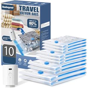 BoxLegend Sacchetti Sottovuoto Vestiti Viaggio 10 Pezzi con Pompa USB 2*60x40+ 2*50x40+ 3*40x40+ 3*35x50cm Riutilizzabili Sacchetti Compressione per Viaggio e Stoccaggio Viaggio e Stoccaggio Armadio