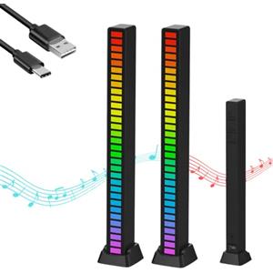 MAGIC SELECT 2 Barre Luminose del Ritmo Musicale. Luci LED RGB Multicolore. Lampada d'ambiente Musicale. Striscia di 32 Luci LED con 18 Modalità Colore, per Sala Giochi, PC, TV, Auto. Controllo del Suono Vocale
