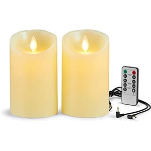 Lonkenn Candele LED ricaricabili Pack 2 - USB effetto fiamma telecomando, decorazione matrimonio Natale, dimmerabile-15 cm