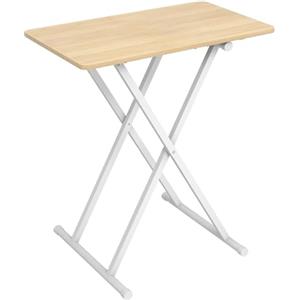 HOOBRO Tavolino, Altezza Regolabile, Pieghevoli Tavolo, Tavolini per Spuntini, 60 × 40 × 60 cm, Accanto al Divano, Stile Industriale, Struttura Stabile, Montaggio Facile, Bianco e Naturale EWN16BZ01