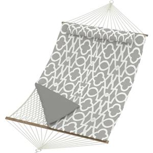 Garvee Amaca da Giardino Matrimoniale - 350cm Amaca Doppia Imbottita per 2 Persone, Portata 204kg, con Bastone in Legno e Cuscino Rimovibile, Tasche Laterali per Relax in Cortile e Terrazzo, Grigio Chiaro
