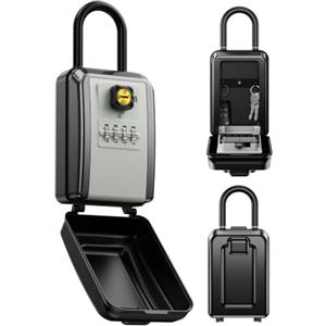 Mohard Key Box Gancio, 3 Key Ricambio Resettabile Cassetta Chiavi 4 Cifre | Impermeabili & Metallo Robusta, Casseforti per Hotel Sicurezza Self Check in, Lucchetti Lunghi per Alloggio/Ufficio/Garage
