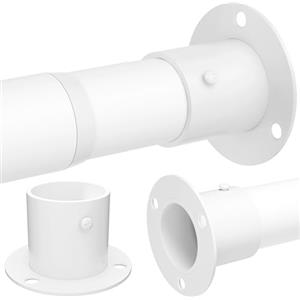 GDEVKHN Asta appendiabiti resistente con prese terminali, asta appendiabiti regolabile per vestiti, armadio e bagno, 65-90 cm, diametro 32 mm, bianco