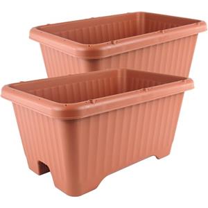 Iris Ohyama, Set da 2 Vaso per piante, fioriera d'aria con sistema di drenaggio dell'acqua per il giardinaggio - Air Vegetable Planter530, Marrone 52W x 35.5Dcm